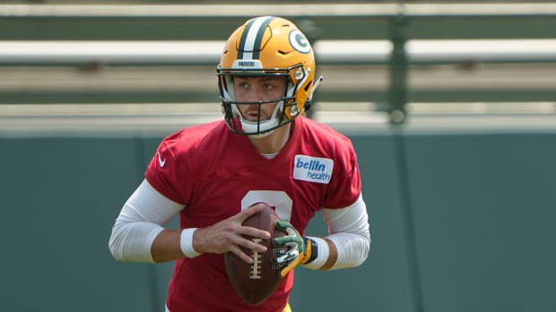Packers quarterback Sean Clifford during camp.